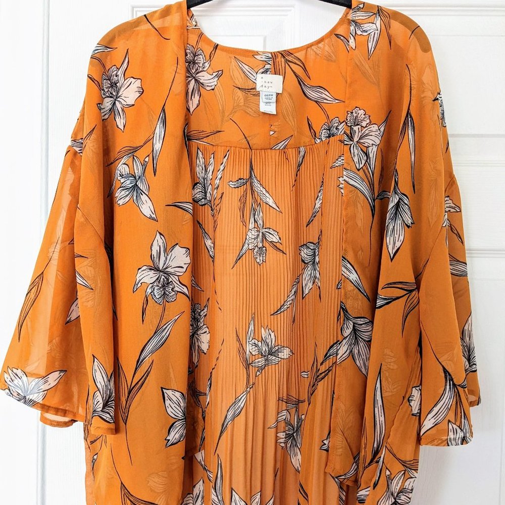 Marigold yellow floral shaw